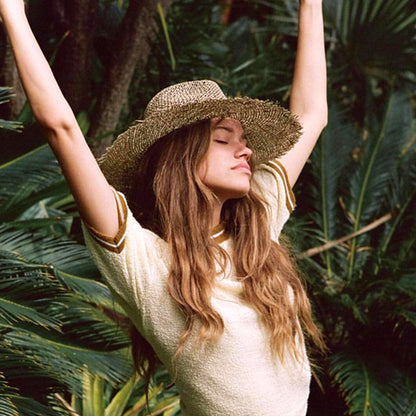 Women's Breathable Green Straw Beach Sun Hat - Urban Caps 