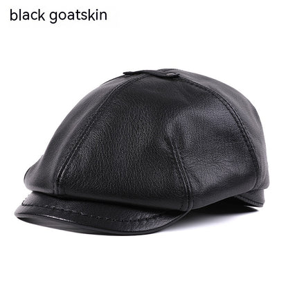 Men’s Genuine Leather Newsboy Cap – Goat Skin Octagonal Beret | Warm & Stylish - Urban Caps 