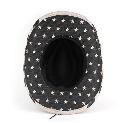 European And American Western Cowboy Style Jazz Hat With Double-layer Printed Straw Hat - Urban Caps 