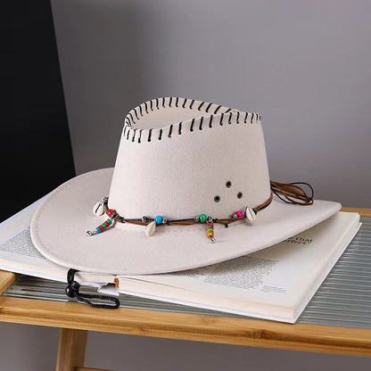 Western Cowboy Hat Men's And Women's Gem Chain Fedora Hat - Urban Caps 