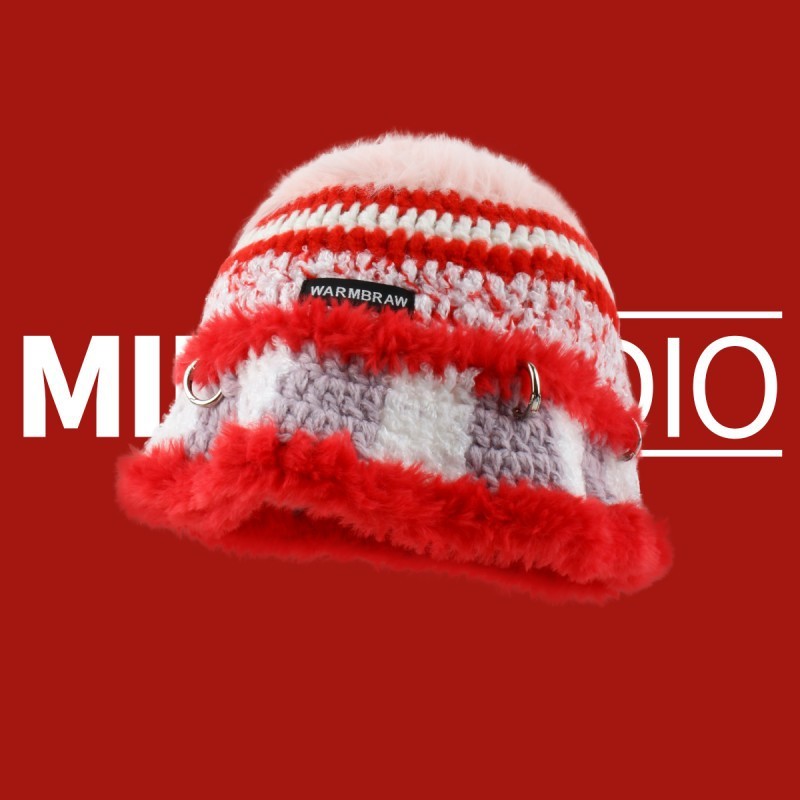 Crochet Woolen Bucket Hat Korean Punk Knitted - Urban Caps 