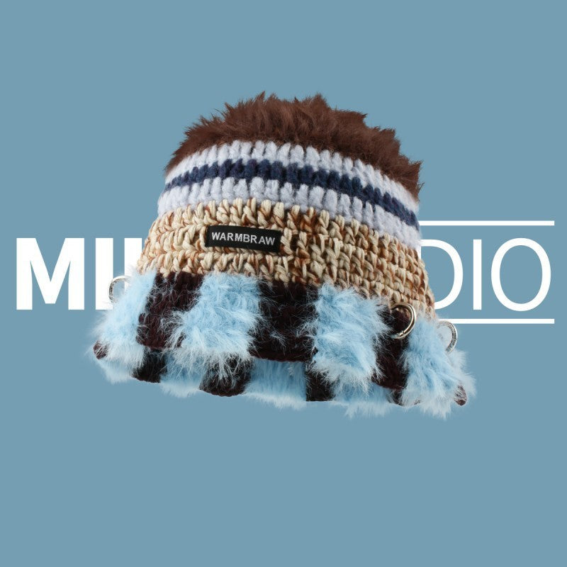 Crochet Woolen Bucket Hat Korean Punk Knitted - Urban Caps 