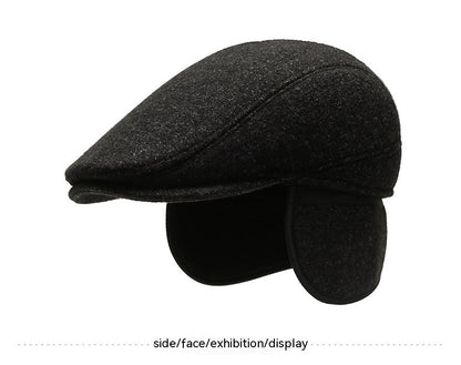 Outdoor Cycling Warm Short Brim Beret Middle-aged And Elderly Men Ear Protection Advance Hats - Urban Caps 