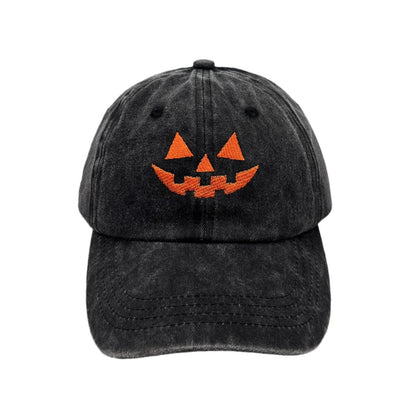 Washed Cotton Men'S and Women'S Casual Halloween Embroidery Pumpkin Smiley Baseball Cap