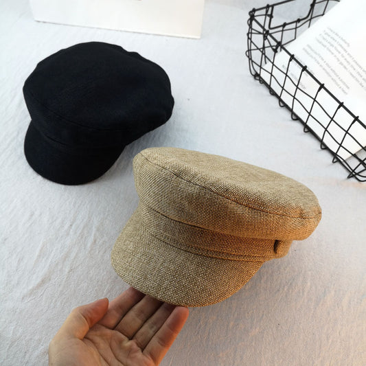 Retro Octagonal Beret – Cotton Linen Embroidered Cap | Adjustable M56–58cm - Urban Caps 