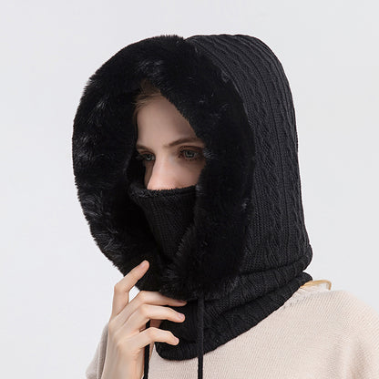 Windproof Hooded Winter Hat with Plush Scarf: Cozy Warmth for Women - Urban Caps 