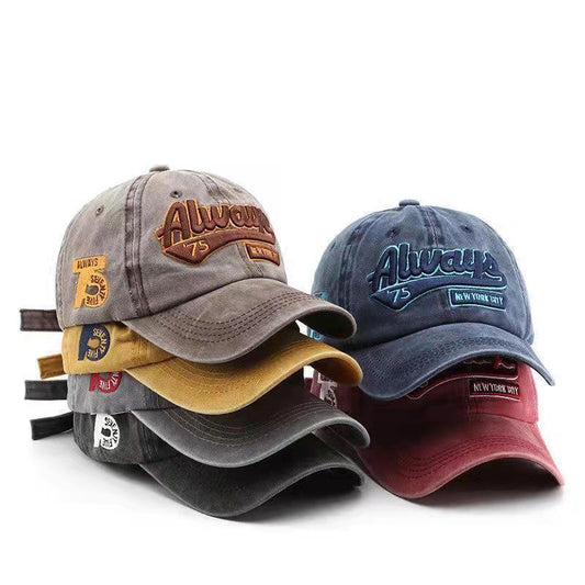 Washed Distressed Letters Embroidery Sun Baseball Hat - Urban Caps 