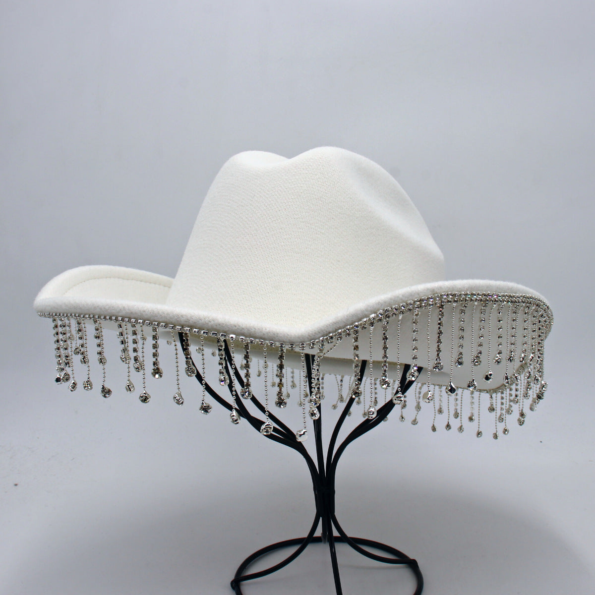 Warped Top Hat With Diamond Tassel Western Cowboy Hat - Urban Caps 