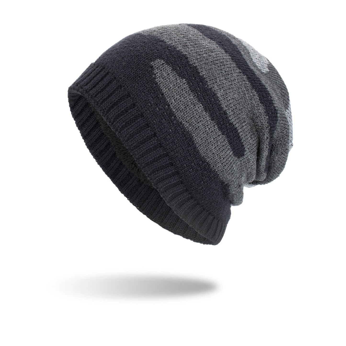 New Tricolor Striped Long Pullover Knit Beanie - Urban Caps 