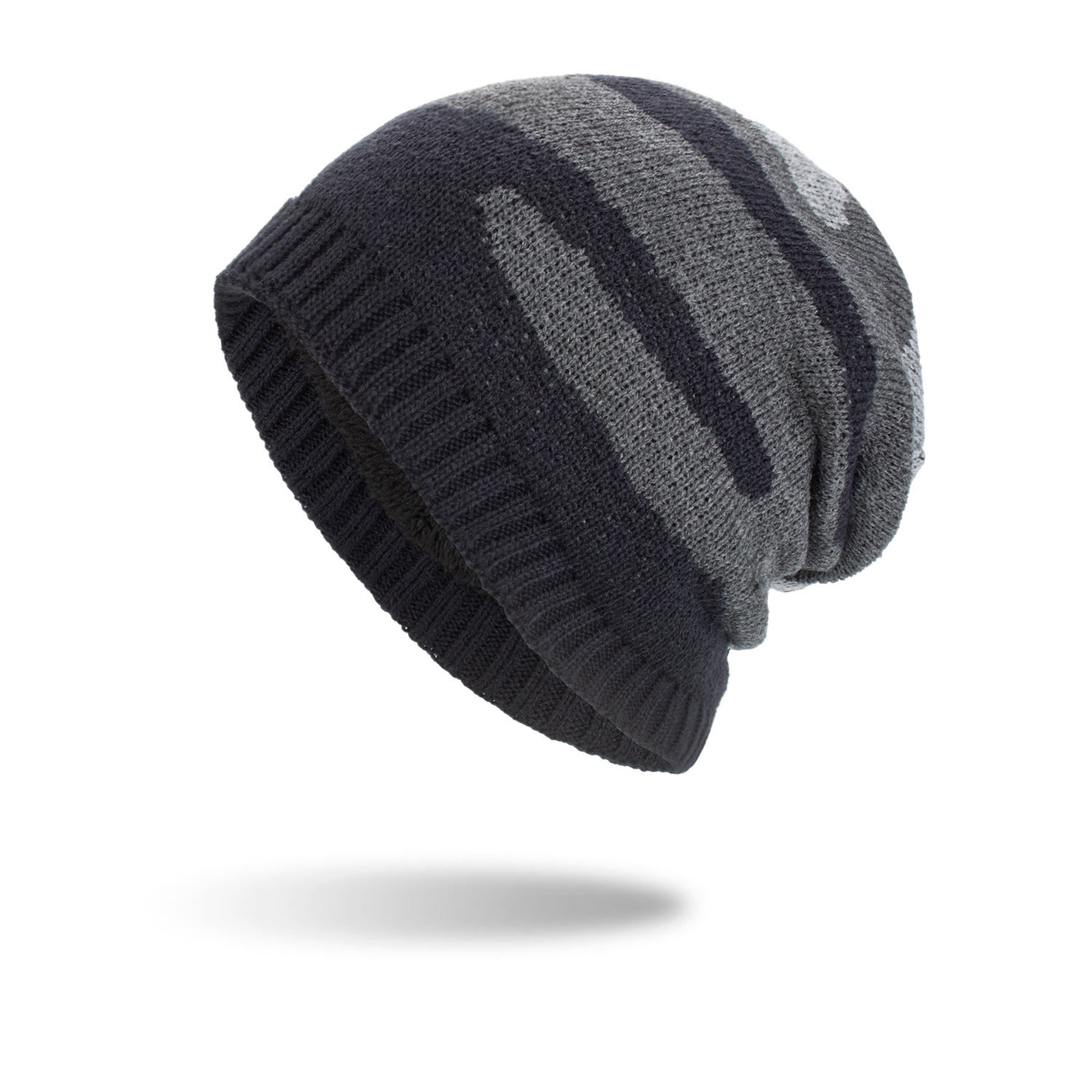 New Tricolor Striped Long Pullover Knit Beanie - Urban Caps 