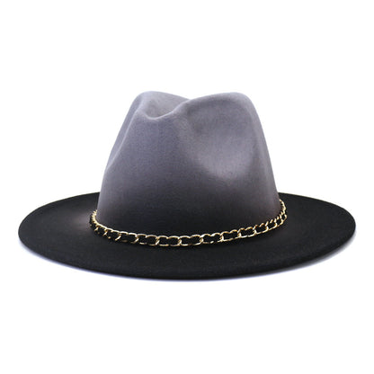 Painted Woolen Flat Brim Autumn And Winter British Style Fashion Fedora Hat - Urban Caps 