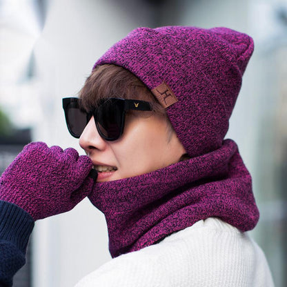 Velvet Padded Hat, Scarf, and Gloves Set: Three-Piece Winter Warmth - Urban Caps 