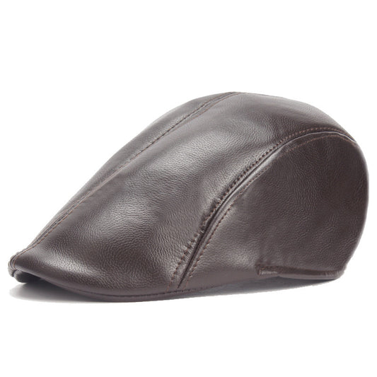 Vintage Pu Leather Solid Beret Cap - Urban Caps 