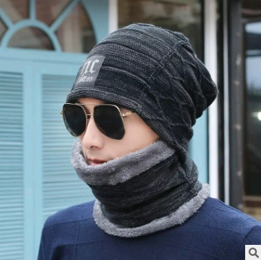 Knitted Winter Hat with Crossed Scarf Neck Warmer - Urban Caps 