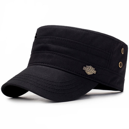 Military-Style Flat Top Hat – Cotton Sun Cap | Adjustable Fit - Urban Caps 