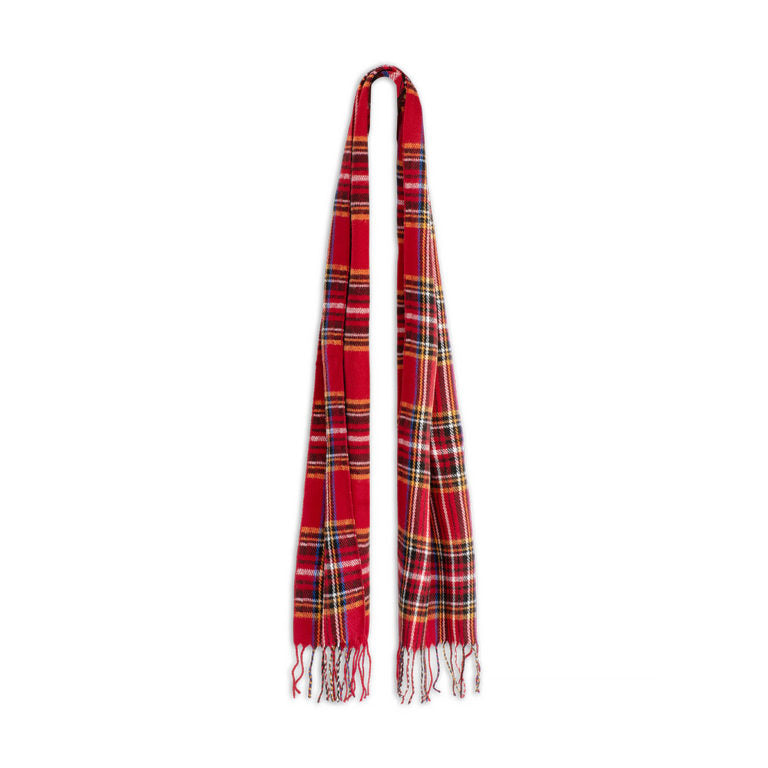 Ollie – Brushed Acrylic Check Scarf with 8cm Fringe End