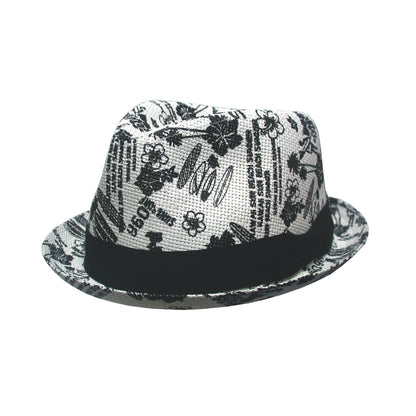 Printed Paper Trilby Hat with Petersham Band