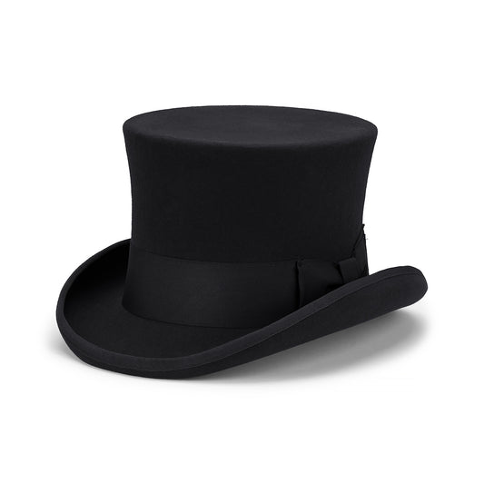 Gilbert Top Hat – Australian Wool Felt, 5.5" Crown, Satin Lined with Grosgrain Band
