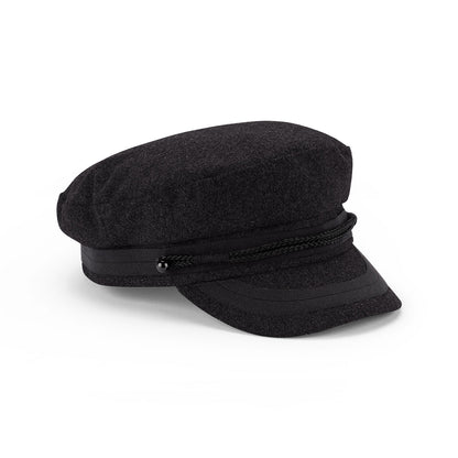 Wool Blend Greek Fisherman’s Cap with Braided Trim