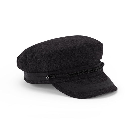 Wool Blend Greek Fisherman’s Cap with Braided Trim