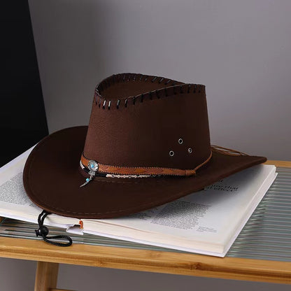 Western Cowboy Hat Men's And Women's Gem Chain Fedora Hat - Urban Caps 