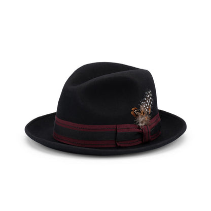 Clark Fedora Hat – Australian Wool Felt, Satin Lined with Grosgrain Band and Feather