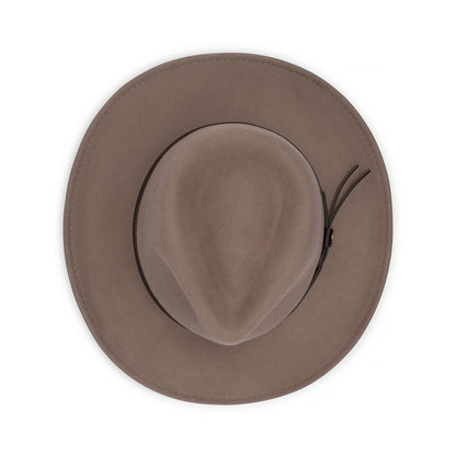 CRAIG – CRUSHABLE WOOL FELT OUTBACK w FAUX LEATHER & SNOWY RIVER PIN
