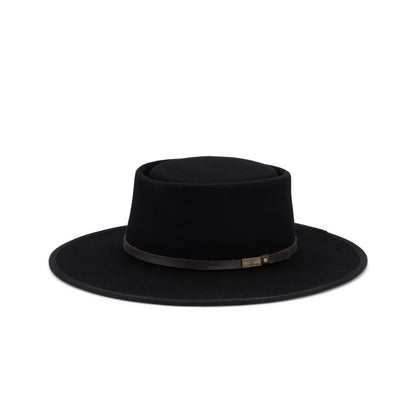 Jagger – Wool Felt Gambler Hat with 8.5cm Bound Flat Brim and Leather Band