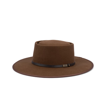 Jagger – Wool Felt Gambler Hat with 8.5cm Bound Flat Brim and Leather Band