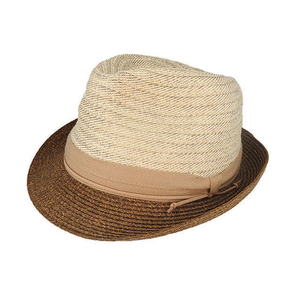 Braided Trilby Hat with Cotton and Suede Band – Summer Sun Protection