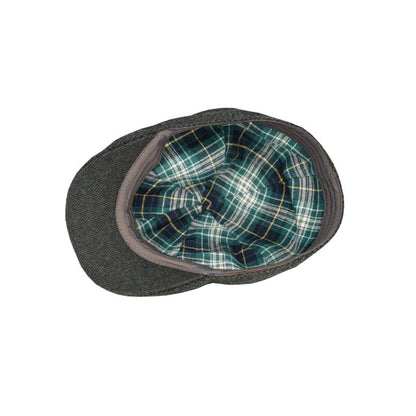 Six Panel Wool Blend Ivy Cap with Nailhead Pattern and Check Lining