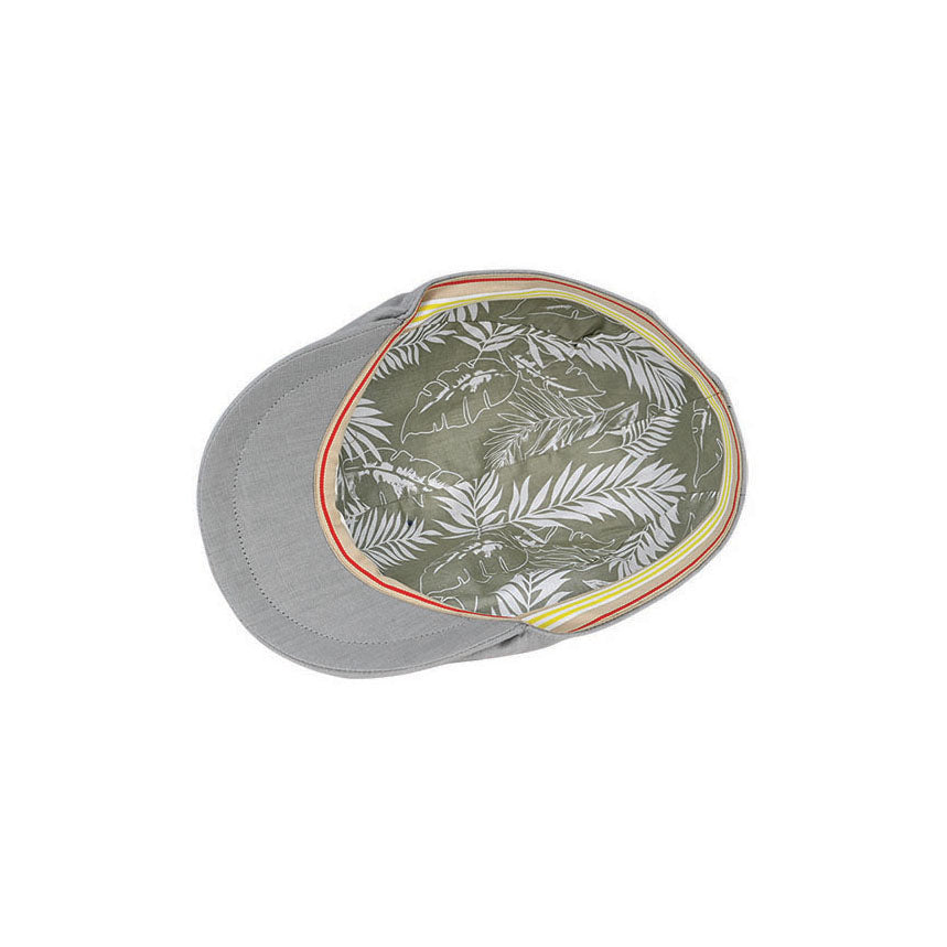 Aspen Linen Cotton Blend Flat Cap with Printed Cotton Lining