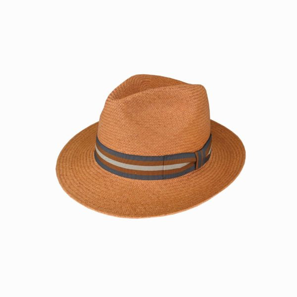 Jackman Teddy King Cuenca Panama Hat – Handwoven Toquilla Straw, 6cm Brim, Stripe Band