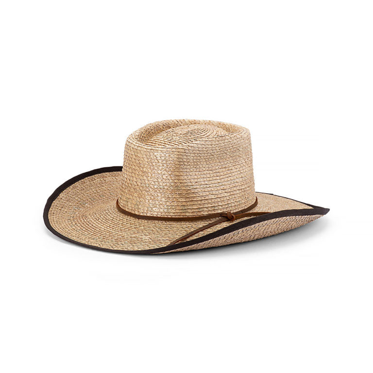 Billabong Bound Palm Straw Camp Drafter Hat with Bound Edge Brim and Suede Trim
