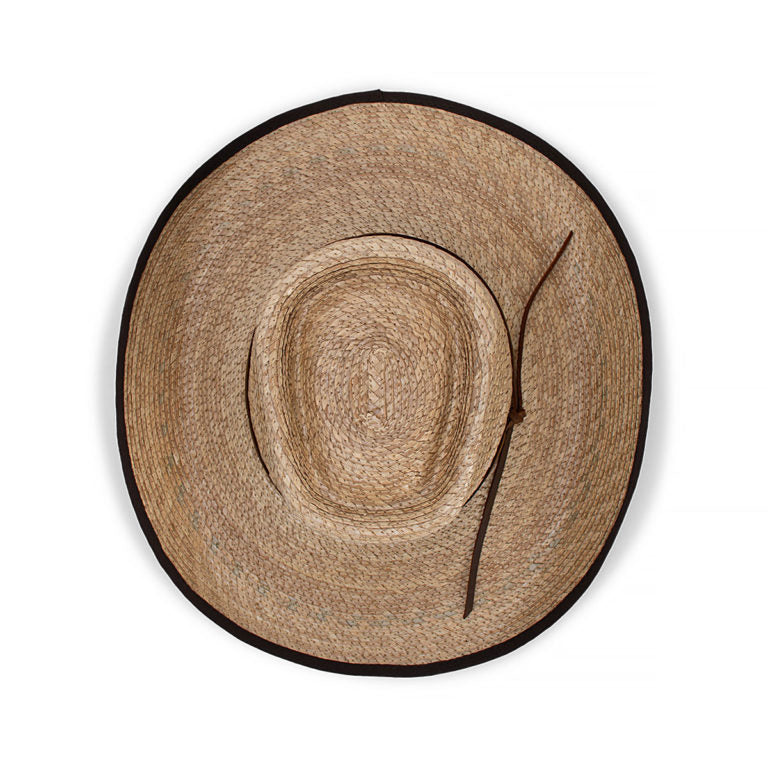 Billabong Bound Palm Straw Camp Drafter Hat with Bound Edge Brim and Suede Trim