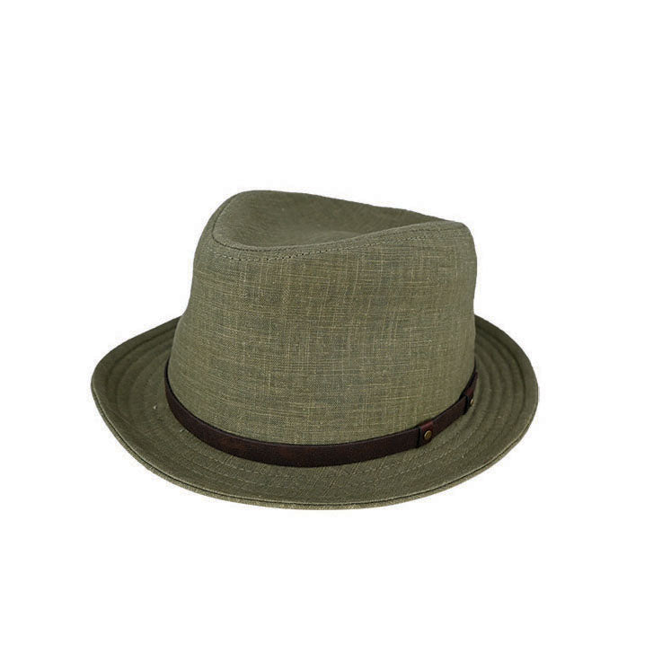 Drew Linen Teardrop Trilby Hat with Gutter Brim