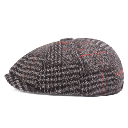 Autumn And Winter Thickened Beret Men's Plaid Cap - Urban Caps 