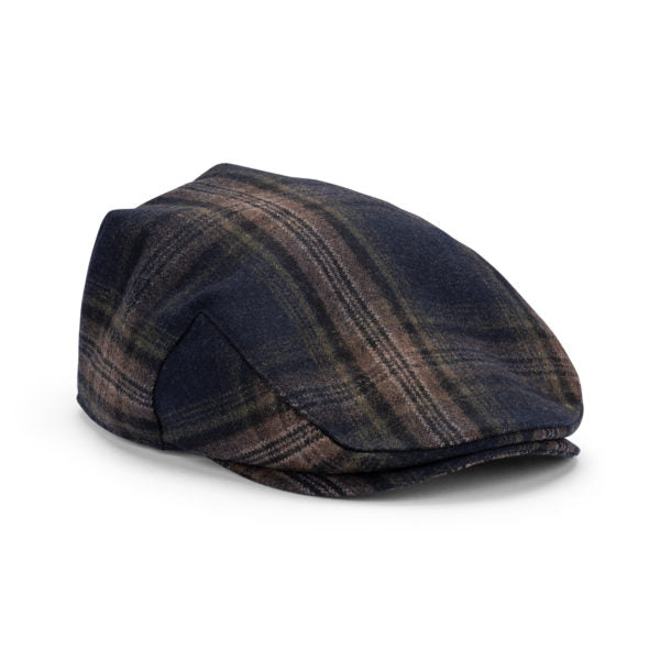 Roman – Wool Blend Flat Cap with Classic Check Pattern