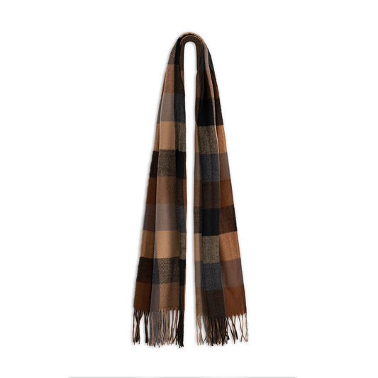 Avenel Piper Wide Check Brushed Scarf with 8cm Fringe