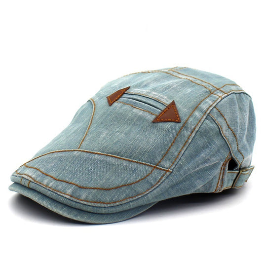 Washed Denim Peaked Beret – Cotton Vintage Cap | Adjustable Fit - Urban Caps 