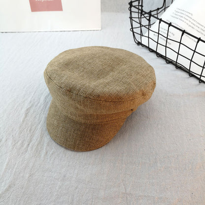 Retro Octagonal Beret – Cotton Linen Embroidered Cap | Adjustable M56–58cm - Urban Caps 
