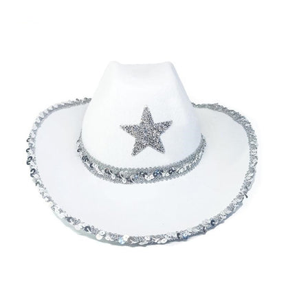 Party Black Bilateral Sequined Cowboy Hat - Urban Caps 