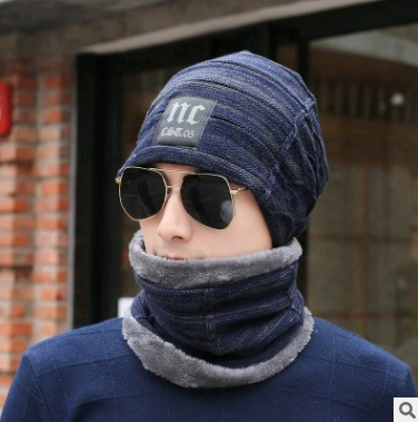 Knitted Winter Hat with Crossed Scarf Neck Warmer - Urban Caps 