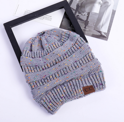 Cable Knit Fuzzy Lined High Bun Beanie - Urban Caps 