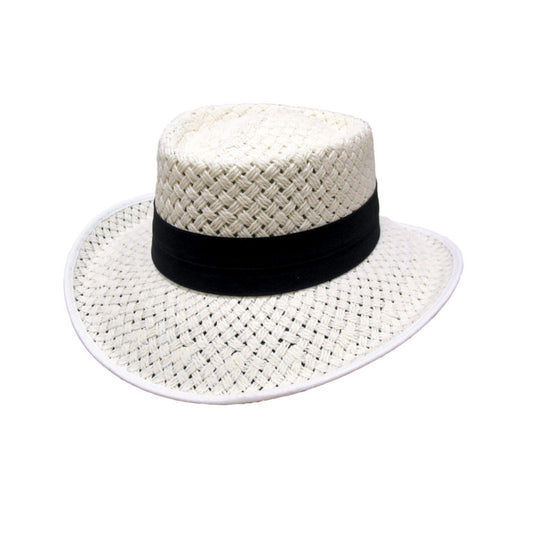 Broadweave Twisted Paper Downunder Hat with Green Cotton Underbrim and Puggaree Band