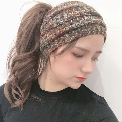 Knitted ponytail wool headband - Urban Caps 