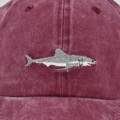 Small Fish Three-Dimensional Embroidery Washed and Distressed Peaked Hat
