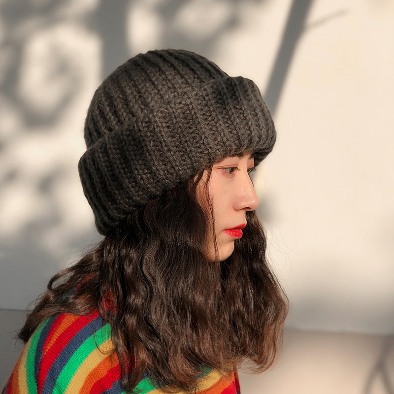 Solid color thick thick woolen hat - Urban Caps 