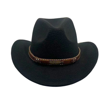 Curling Cowboy Hat Men's And Women's Leaf Belt Fur Felt Hat - Urban Caps 