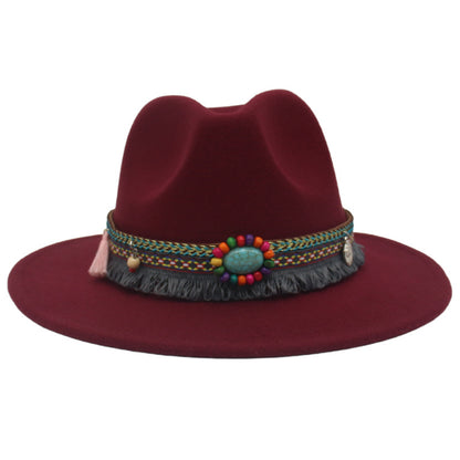 Ethnic Style Western Cowboy Hat Gem Accessories Tibetan Top Hat - Urban Caps 